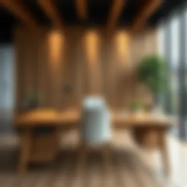 Spacious wooden desk with modern design