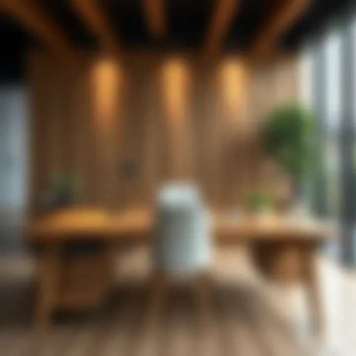 Spacious wooden desk with modern design