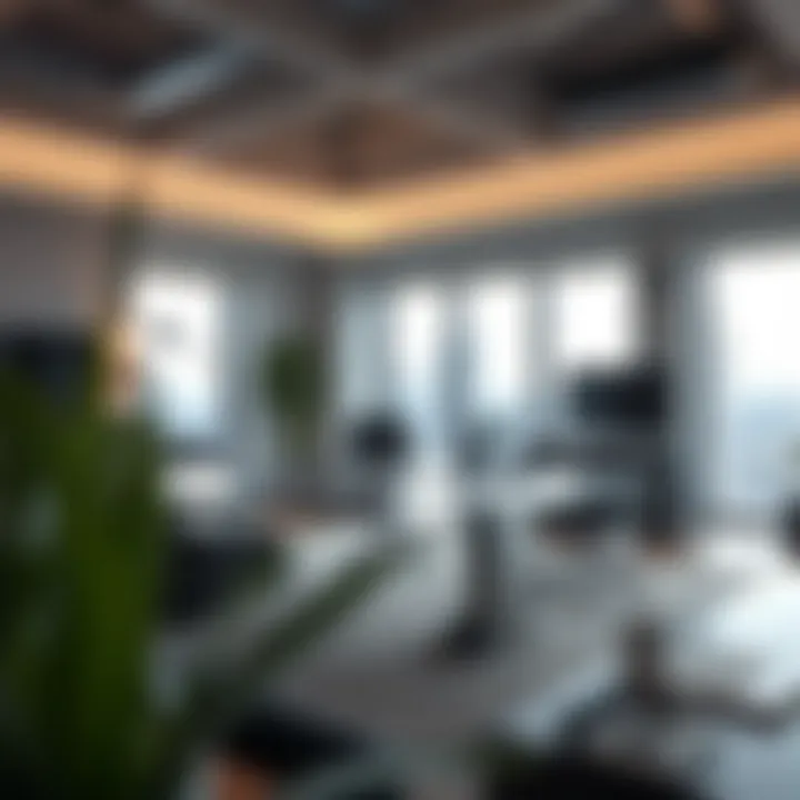 Stylish large desk in a contemporary office setting