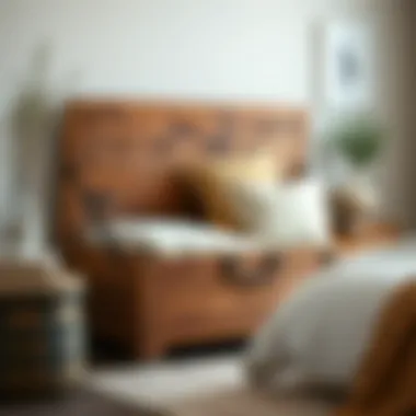 Wooden storage chest for bedding