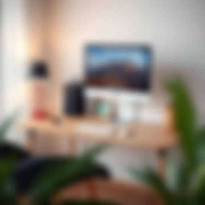 Stylish computer desk featuring a roll-out keyboard in a minimalistic setting