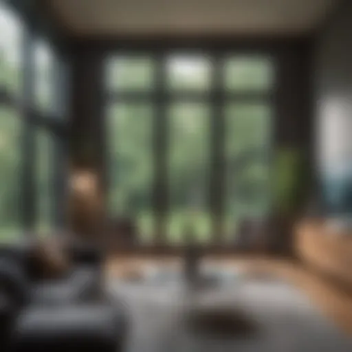 A cozy living room featuring blackout window film