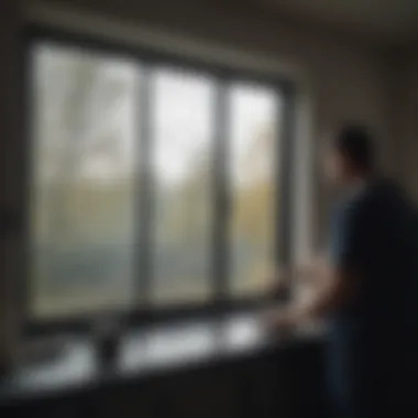 Demonstrating the installation of blackout window film on a window