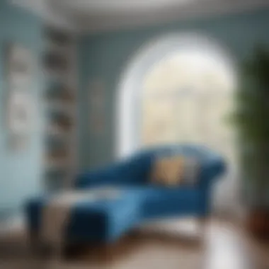 Cozy Corner: Blue Chaise Lounge in a Reading Nook Blue chaise lounge in a cozy reading nook with natural light