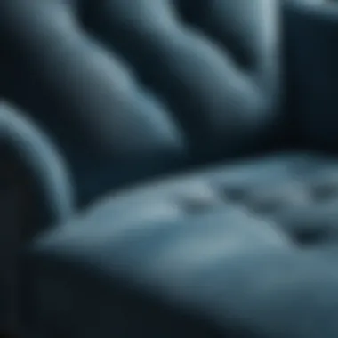 Close-up of blue chaise lounge upholstery showcasing texture