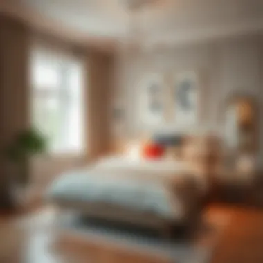 Stylish Compact Bedroom Layout Elegant layout of a compact bedroom with stylish decor