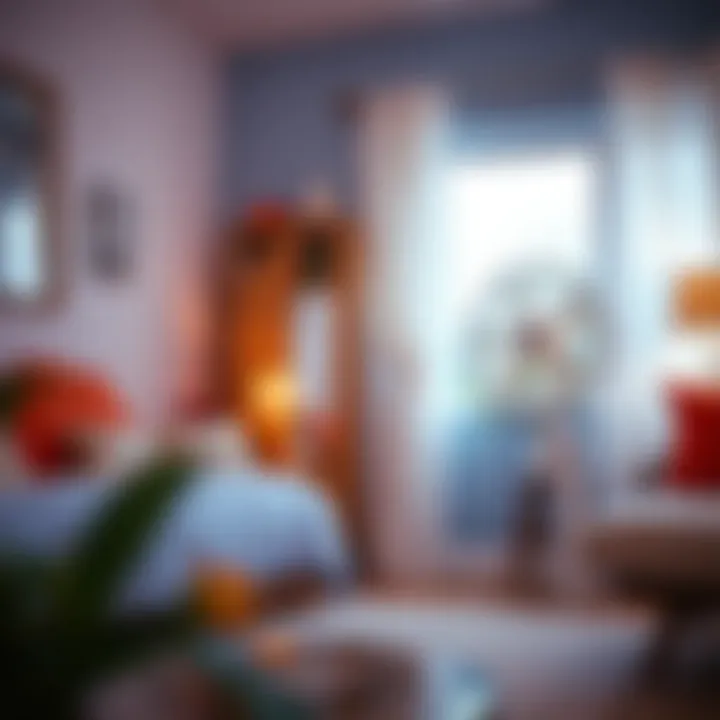 Small white fan with light in a vibrant room setting, showcasing energy efficiency.