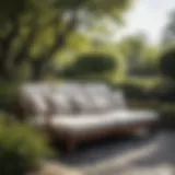 Elegant outdoor futon set in a garden setting