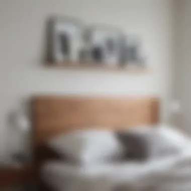 Minimalist shelf headboard in a serene bedroom