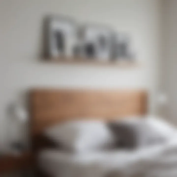 Minimalist shelf headboard in a serene bedroom