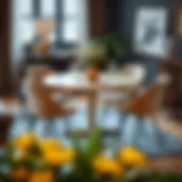 Elegant card table setup with four stylish chairs