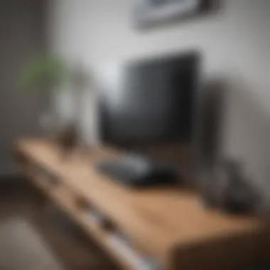 Close-up of materials used in a slim corner TV stand