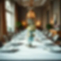 Elegant extra long dining table set for a formal dinner