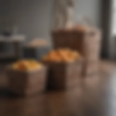 Chic Display of Various Basket Materials Variety of materials for rectangular floor baskets displayed in a chic interior