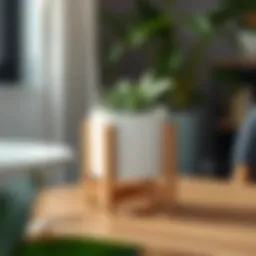 Modern wooden planter holder showcasing minimalist design