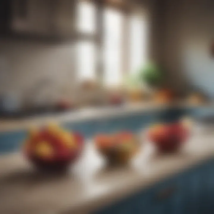 Colorful fruit bowls enhancing kitchen aesthetics