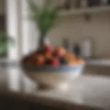 Elegant ceramic bowl arrangement on a kitchen countertop