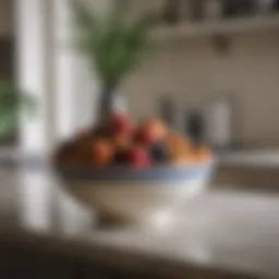 Elegant ceramic bowl arrangement on a kitchen countertop