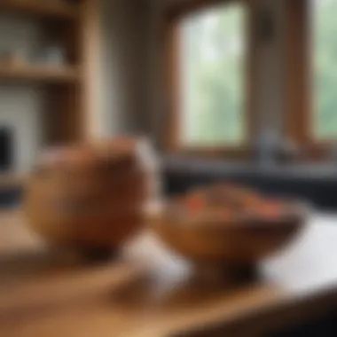 Rustic Wooden Bowls for Warmth Rustic wooden bowls adding warmth to kitchen decor