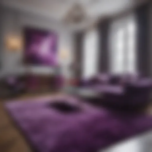 Luxurious purple rug enhancing a modern living space