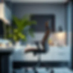 Stylish small computer chair without arms in a modern workspace