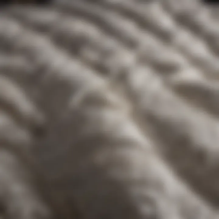 Close-up of intricate duvet patterns and textures