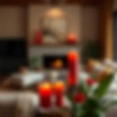 Cozy Living Room Accented with Red Pillar Candle Holders A cozy living room featuring red pillar candle holders as decorative elements
