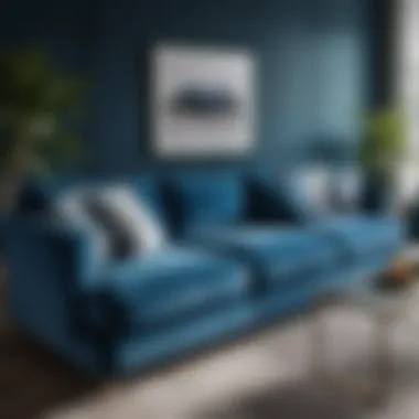 An array of different blue sofas showcasing various styles