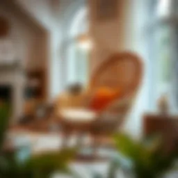 Elegant wicker chair in a stylish living room setting