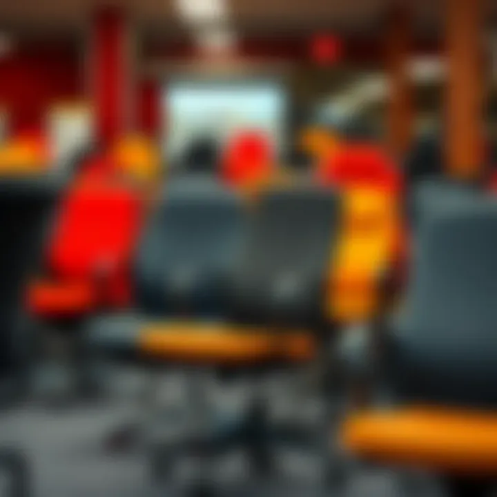 An array of office chairs displayed for sale
